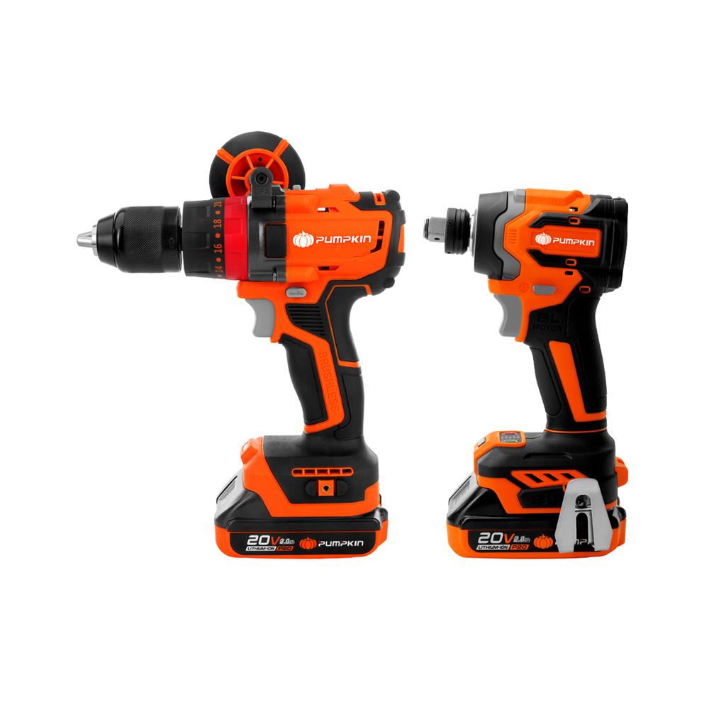 ชุดสว่านกระแทกและไขควงกระแทกไร้สาย (พร้อมแบตเตอรี่) PUMPKIN BL 50295 INF-IMDIDIW-422CK 20 โวลต์