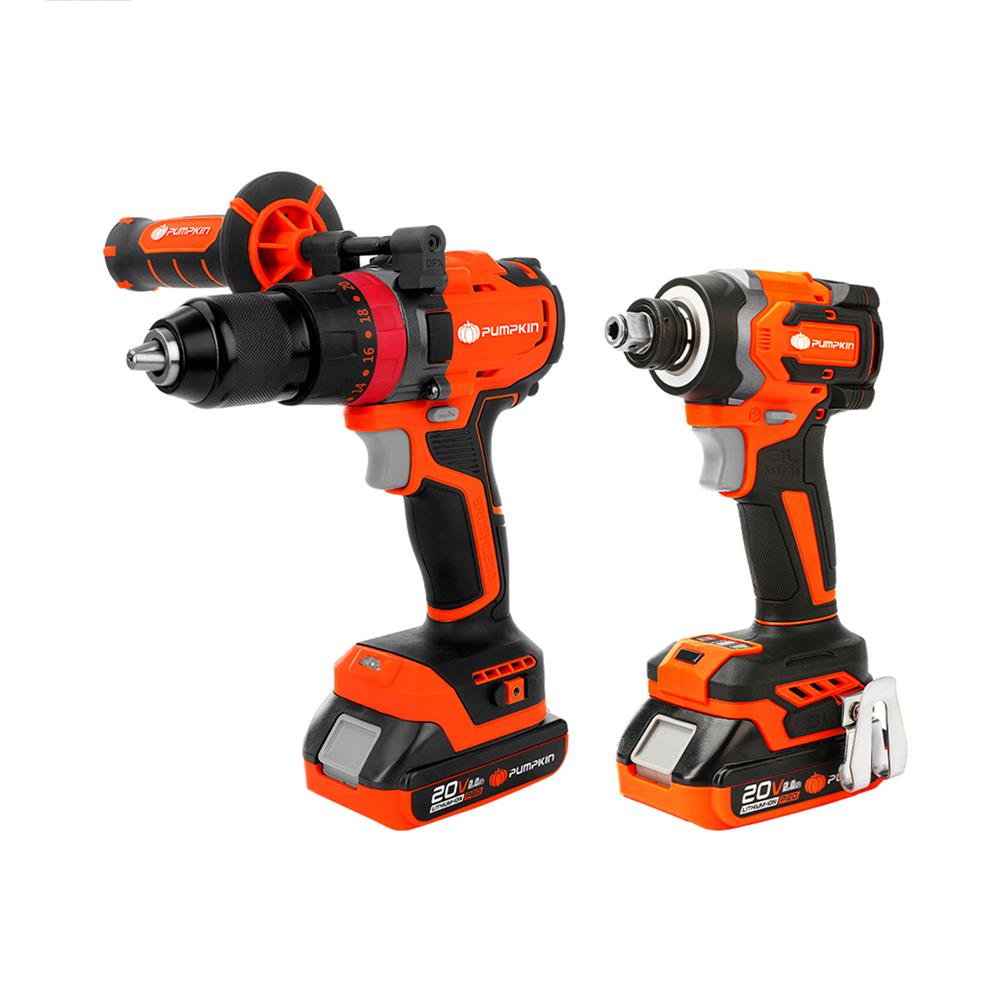 ชุดสว่านกระแทกและไขควงกระแทกไร้สาย (พร้อมแบตเตอรี่) PUMPKIN BL 50295 INF-IMDIDIW-422CK 20 โวลต์