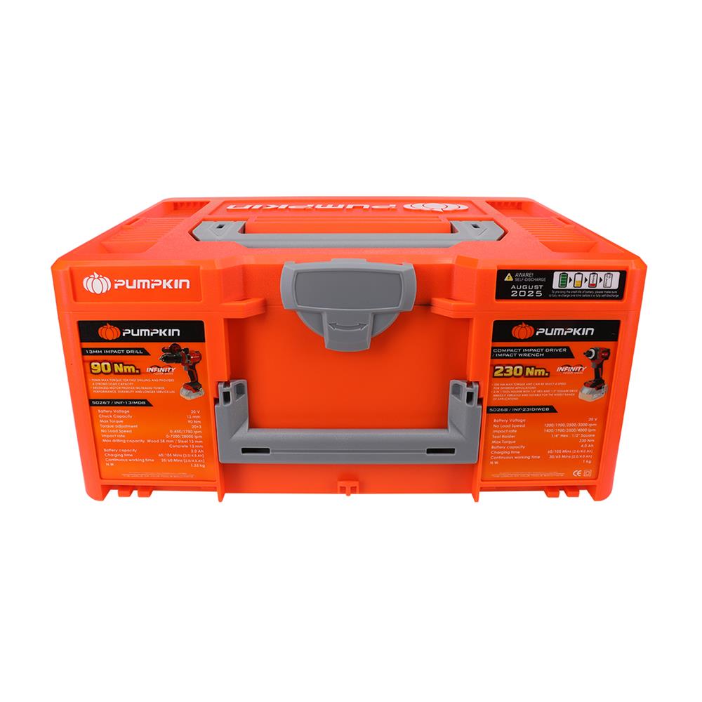 ชุดสว่านกระแทกและไขควงกระแทกไร้สาย (พร้อมแบตเตอรี่) PUMPKIN BL 50295 INF-IMDIDIW-422CK 20 โวลต์
