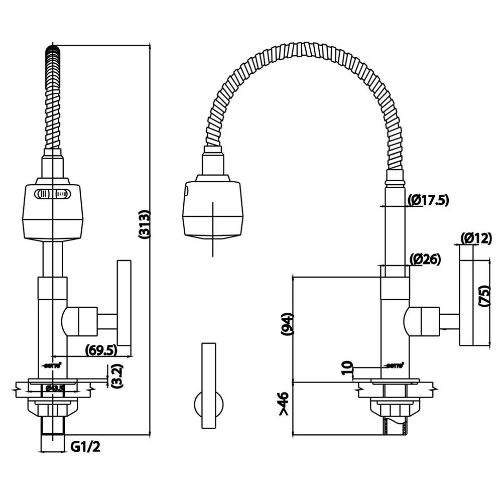 ก๊อกซิงค์เดี่ยวเคาน์เตอร์ COTTO CT1256(HM) สีโครม