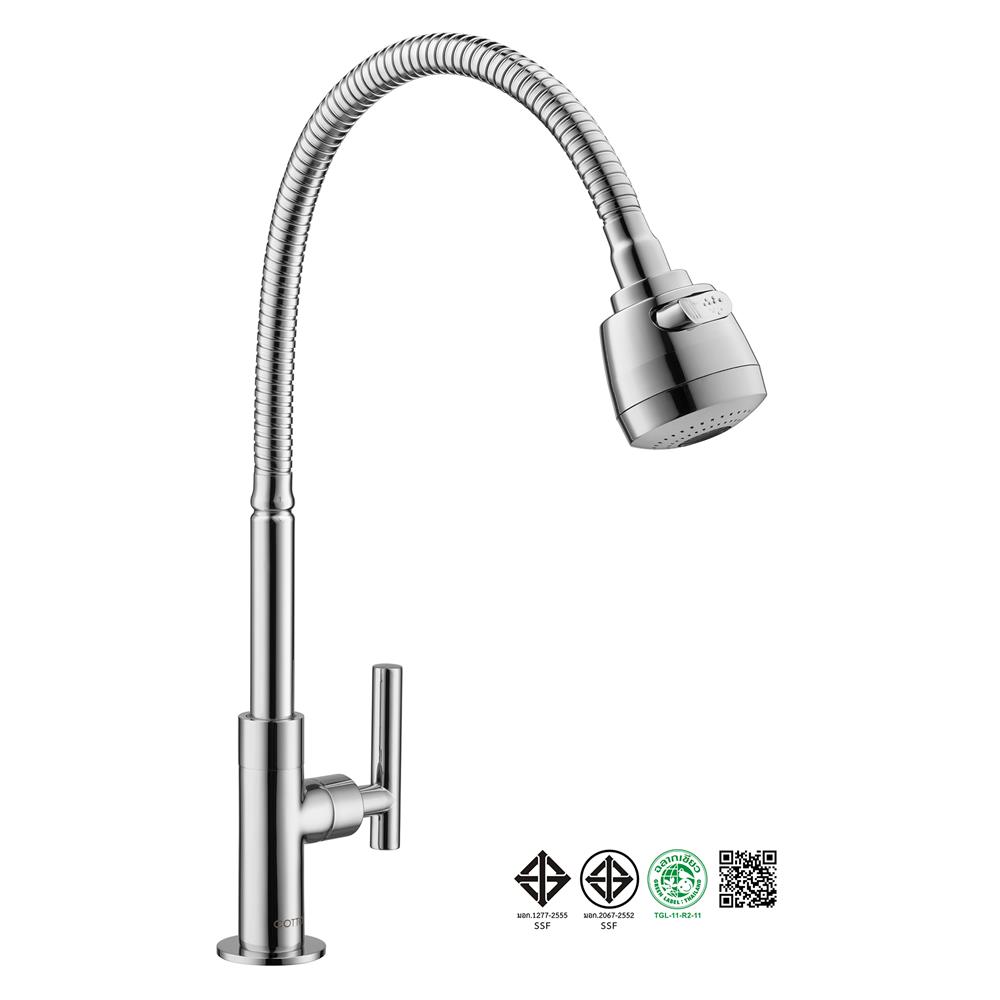 ก๊อกซิงค์เดี่ยวเคาน์เตอร์ COTTO CT1256(HM) สีโครม