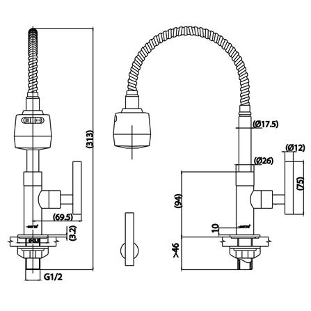 ก๊อกซิงค์เดี่ยวเคาน์เตอร์ COTTO CT1256(HM) สีโครม_5