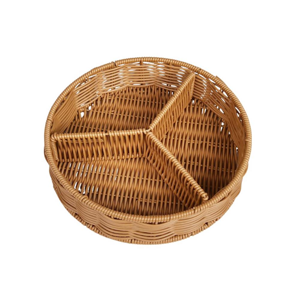 ตะกร้าหวายเทียมทรงกลม 3 ช่อง KECH 25x6 ซม.