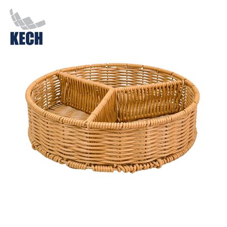 ตะกร้าหวายเทียมทรงกลม 3 ช่อง KECH 25x6 ซม._0