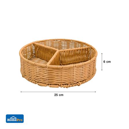 ตะกร้าหวายเทียมทรงกลม 3 ช่อง KECH 25x6 ซม._5