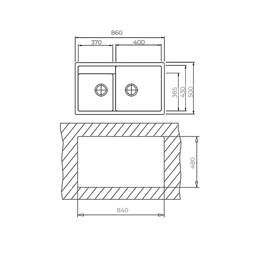 ซิงค์ฝัง 2 หลุม TEKA LOTUS 90 L-TG 2B MAX สีดำ
