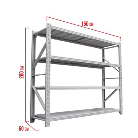 ชั้นเหล็ก 4 ชั้น C METAL 200X150X60 ซม. สีเทา_3