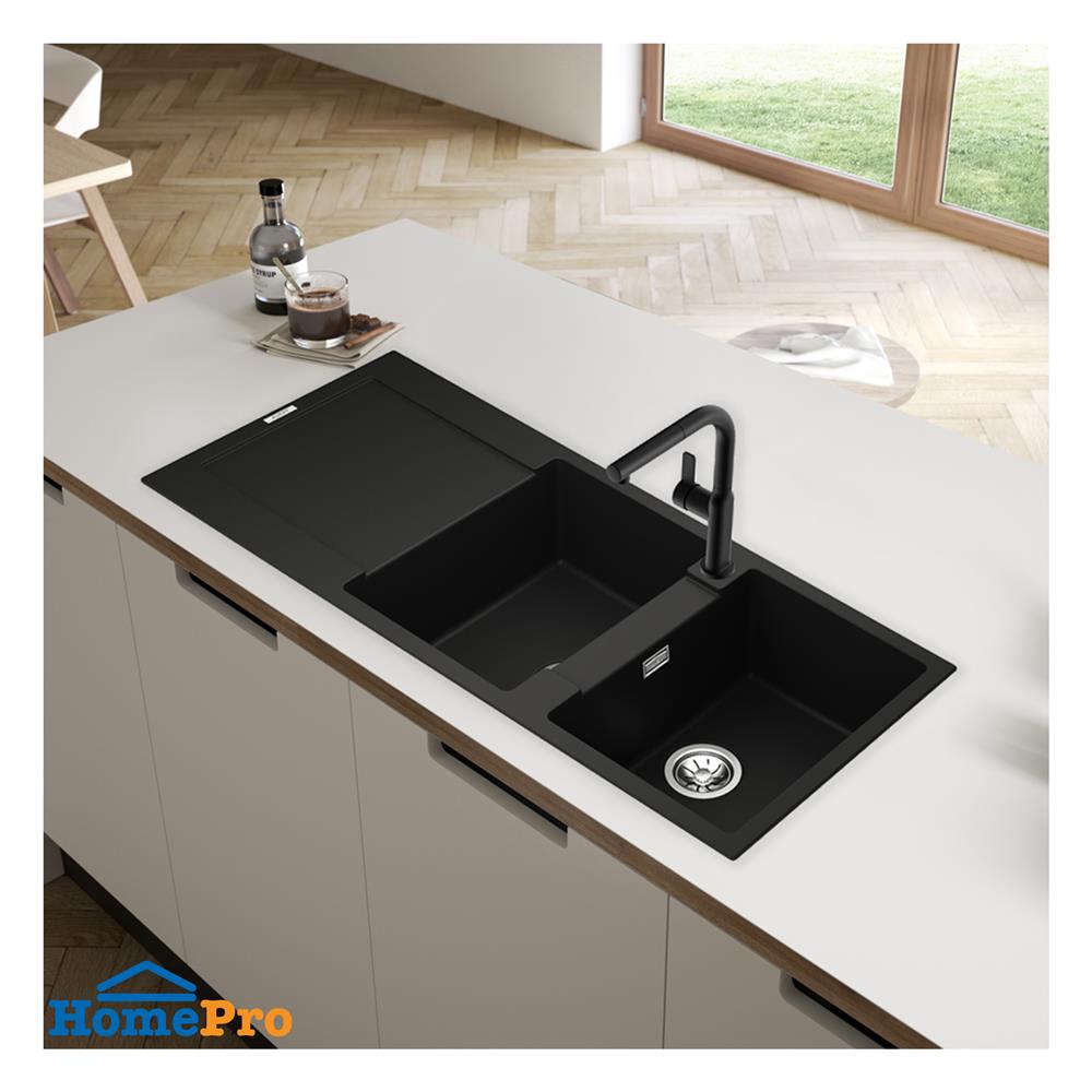 ซิงค์ฝัง 2 หลุม 1 ที่พัก TEKA LOTUS 80 L-TG 2B1D สีดำ