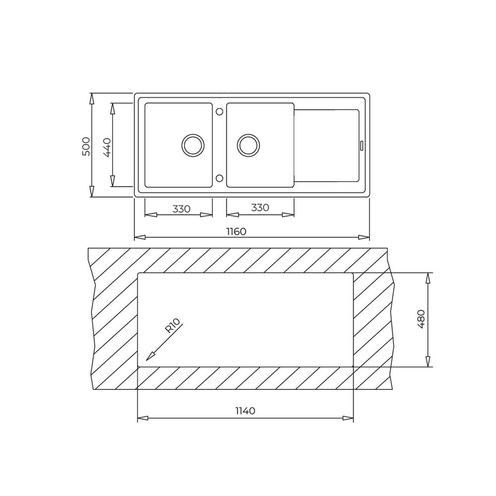 ซิงค์ฝัง 2 หลุม 1 ที่พัก TEKA LOTUS 80 L-TG 2B1D สีดำ