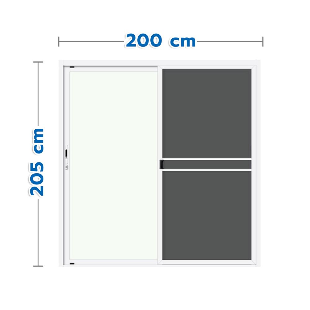 ประตูบานเลื่อน อะลูมิเนียม S-S มุ้ง LYNN GENIUS LOCK 3K PRIME 200x205 ซม. สีขาว