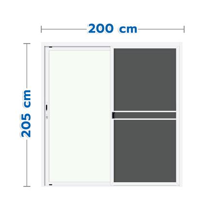 ประตูบานเลื่อน อะลูมิเนียม S-S มุ้ง LYNN GENIUS LOCK 3K PRIME 200x205 ซม. สีขาว_0