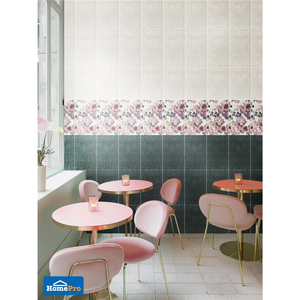 กระเบื้องผนัง 25x40 ซม. TARA โรส ฟลาเวอร์ กรีน A 1 ตร.ม.
