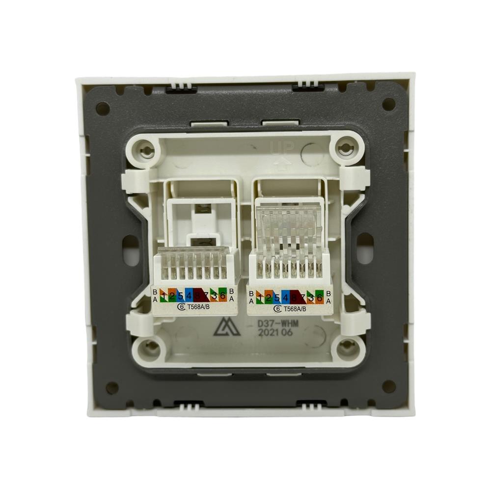 เต้ารับคอมพิวเตอร์คู่ CAT6 SAHN D37-WHM สีขาวด้าน