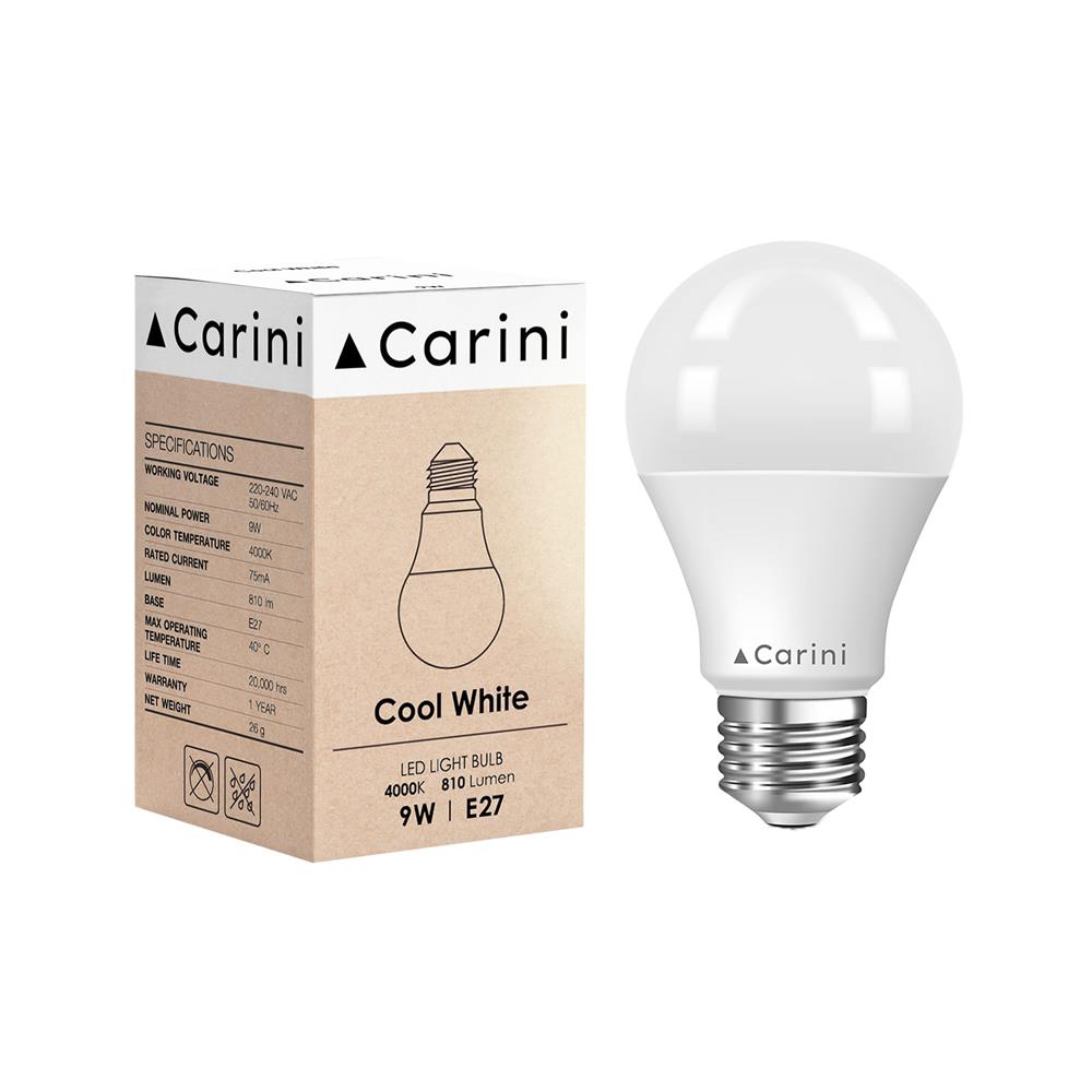 หลอด LED CARINI A60 ECOLIFE 9 วัตต์ COOL WHITE E27