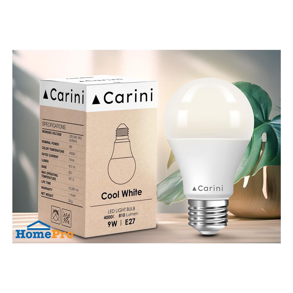 หลอด LED CARINI A60 ECOLIFE 9 วัตต์ COOL WHITE E27