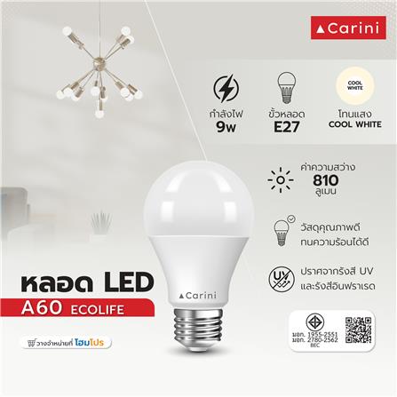 หลอด LED CARINI A60 ECOLIFE 9 วัตต์ COOL WHITE E27_4