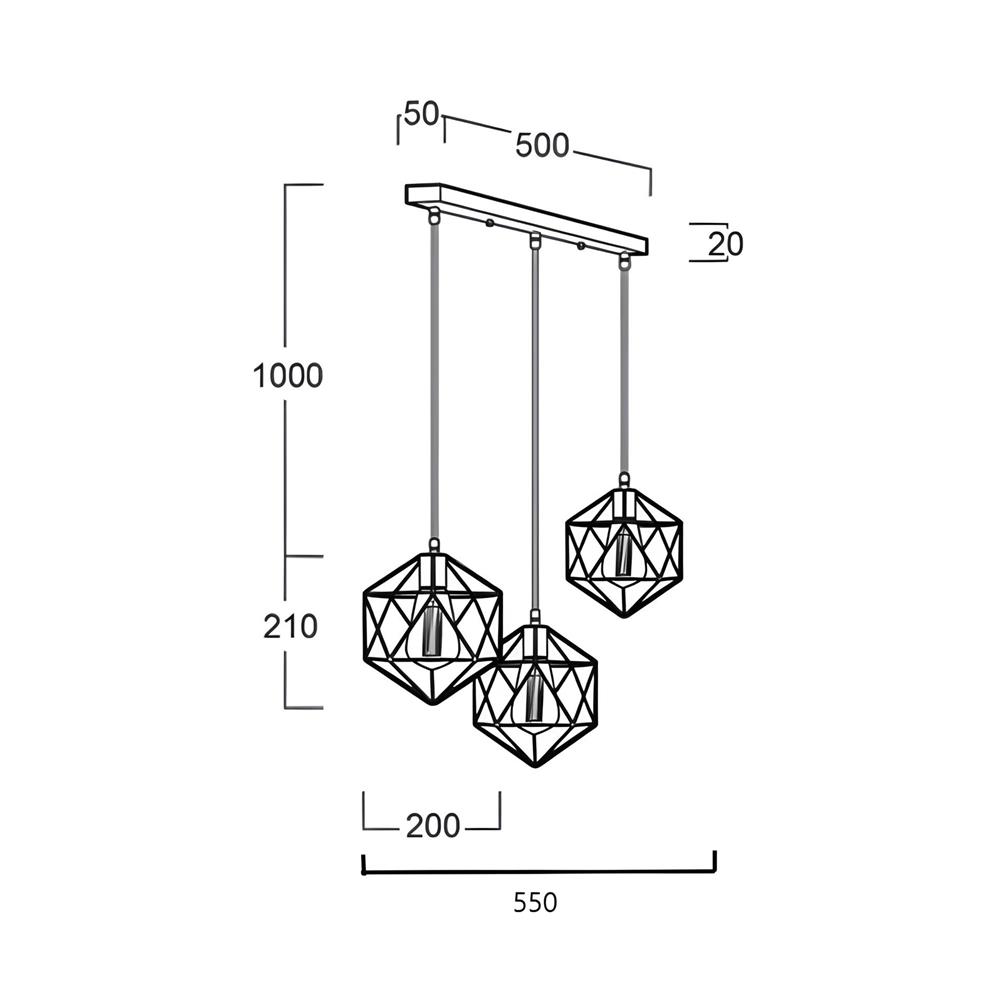 ไฟช่อ LUMAX 01-02889 สีดำ 3 หัว