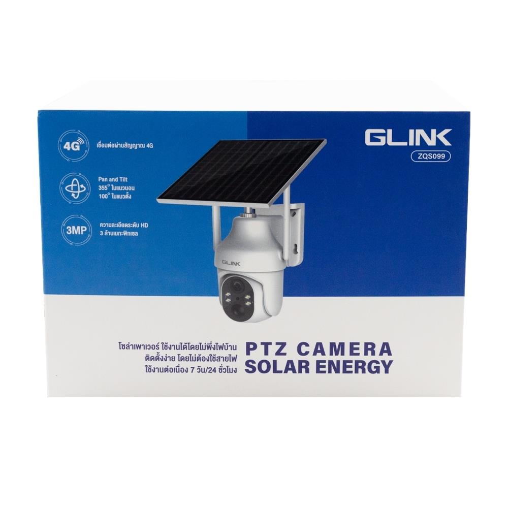 กล้องวงจรปิดไร้สายโซลาร์เซลล์ GLINK PTZ 4G ZQS-099 สีขาว 3 ล้านพิเซล
