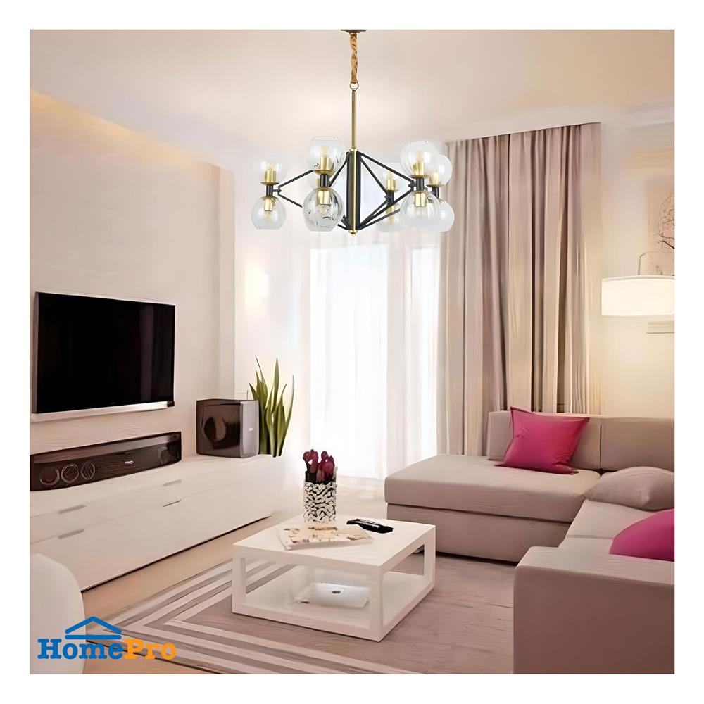 ไฟช่อ LUMAX 01-02965 สีดำ/ใส/ทอง 12 หัว