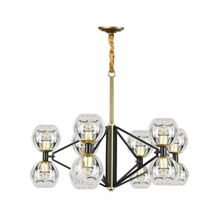 ไฟช่อ LUMAX 01-02965 สีดำ/ใส/ทอง 12 หัว_0