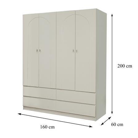 ตู้เสื้อผ้า 4 บานเปิด FURDINI CURVE 160 ซม. สีเทา_10