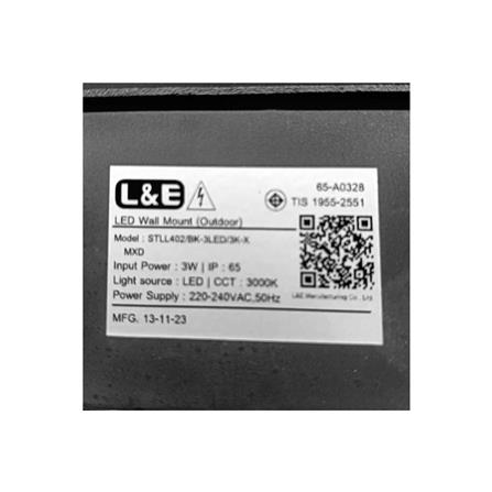 ไฟผนังภายนอก LED L&E 65-A0328 3 วัตต์ WARM WHITE สีดำ_6