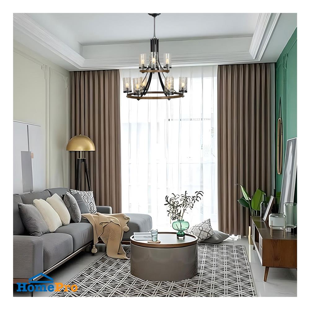 ไฟช่อ LUMAX 01-02967 สีน้ำตาล/ดำ/ใส 9 หัว