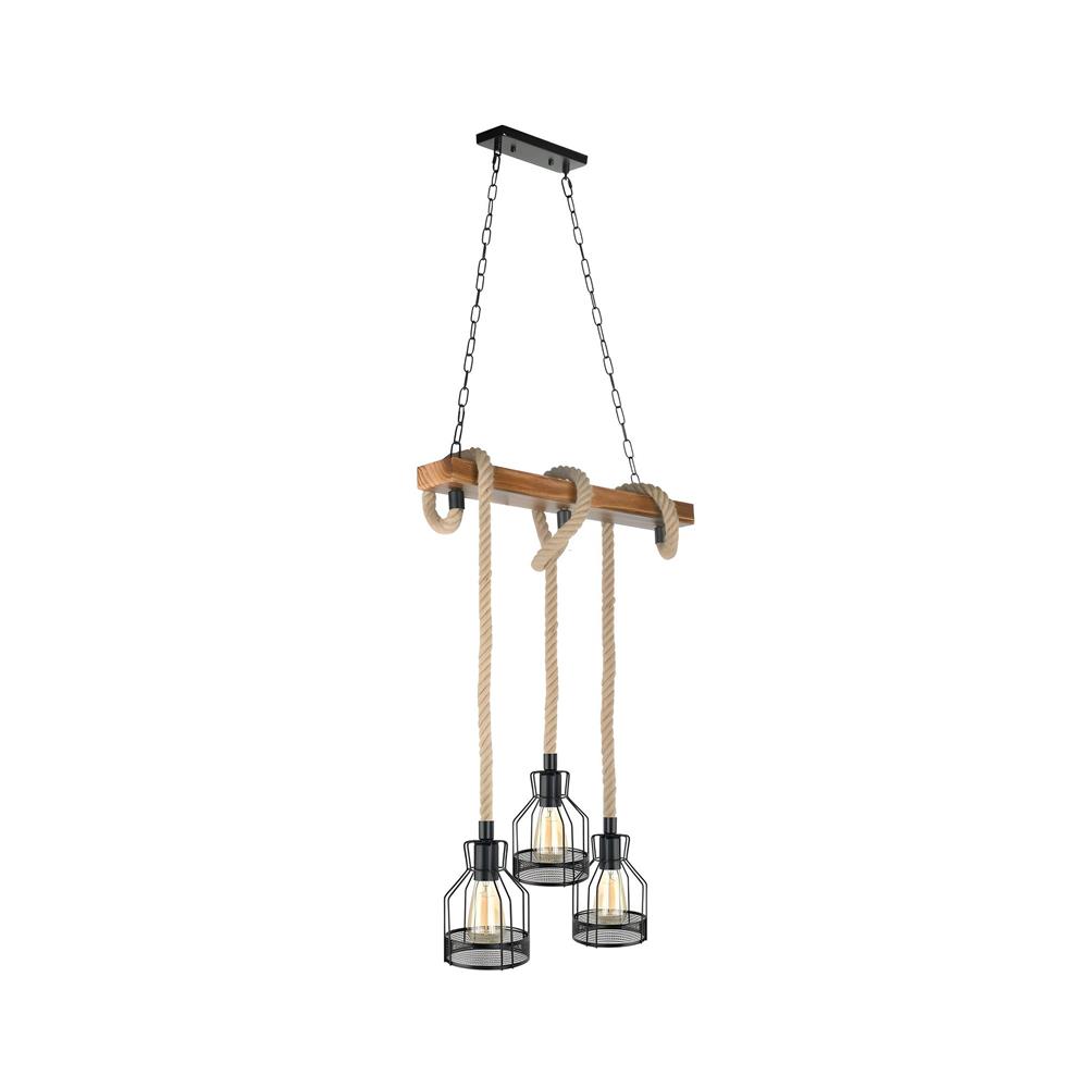 ไฟช่อ LUMAX 01-02891 สีดำ/น้ำตาล/ลายไม้ 3 หัว