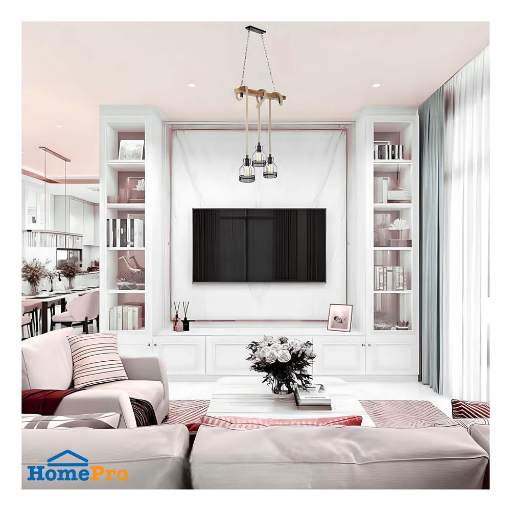 ไฟช่อ LUMAX 01-02891 สีดำ/น้ำตาล/ลายไม้ 3 หัว