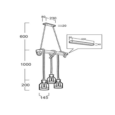 ไฟช่อ LUMAX 01-02891 สีดำ/น้ำตาล/ลายไม้ 3 หัว_4