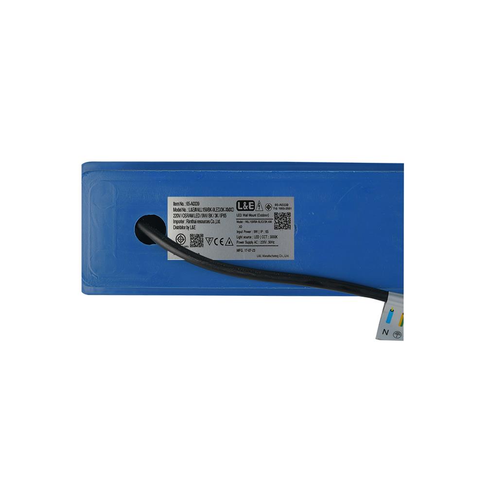 ไฟผนังภายนอก LED L&E 65-A0339 9 วัตต์ WARM WHITE สีดำ