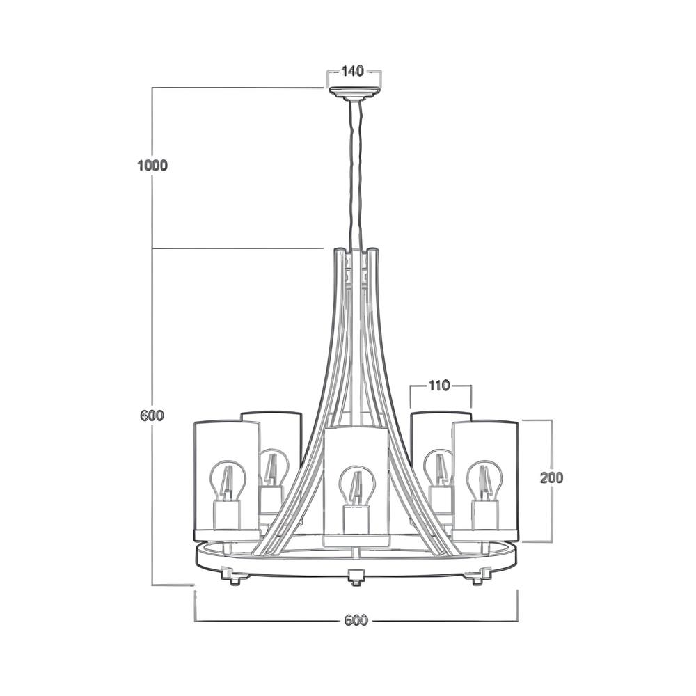 ไฟช่อ LUMAX 01-02968 สีน้ำตาล/ดำ/ใส 6 หัว