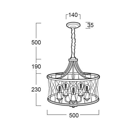 ไฟช่อ LUMAX 01-02868 สีดำ/ทอง 5 หัว_3