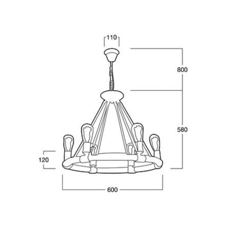 ไฟช่อ LUMAX 01-02974 สีดำ/น้ำตาล 6 หัว_3