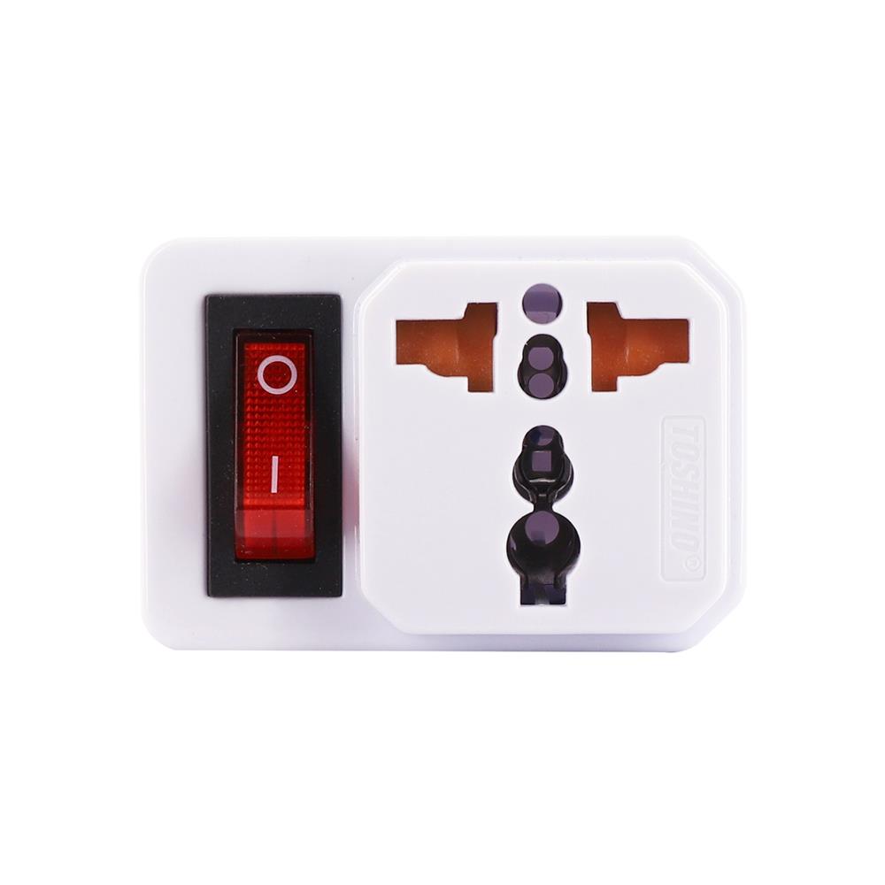 ปลั๊กแปลง UNIVERSAL 2 ขาแบน มีสวิตซ์ TOSHINO EA-ES 16 แอมป์