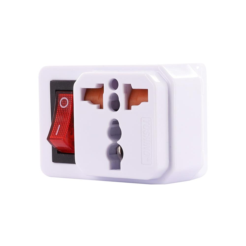 ปลั๊กแปลง UNIVERSAL 2 ขาแบน มีสวิตซ์ TOSHINO EA-ES 16 แอมป์