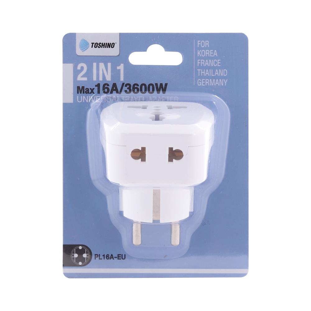 ปลั๊กแปลง 2 IN 1 UNIVERSAL 2 ขากลม TOSHINO PL16A-EU 16 แอมป์