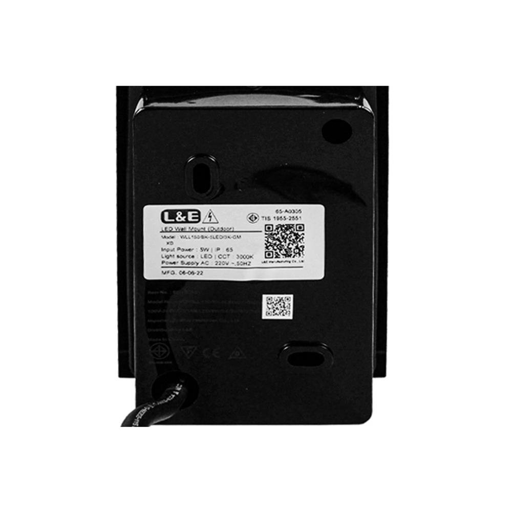 ไฟผนังภายนอก LED L&E 65-A0305 5 วัตต์ WARM WHITE สีดำ