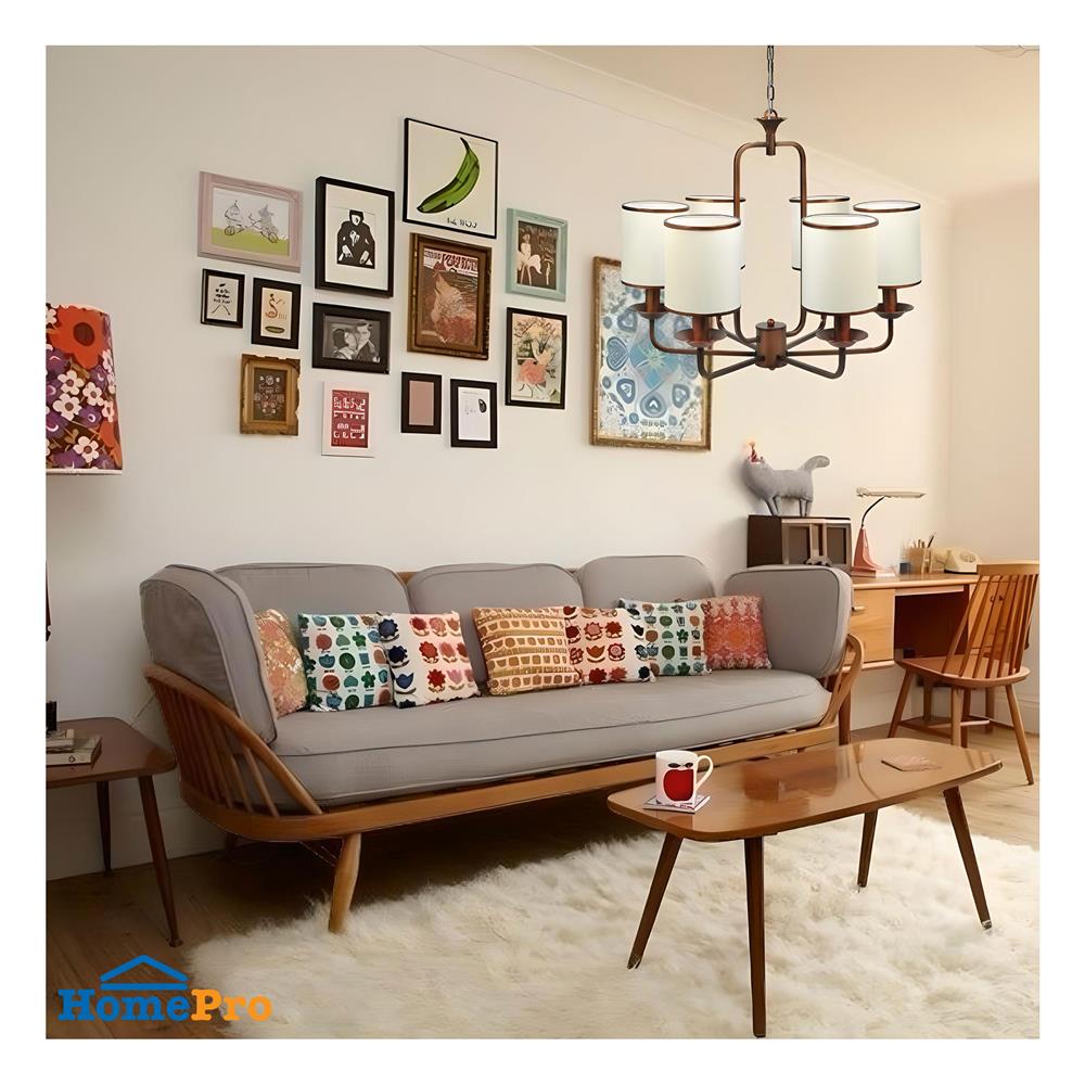 ไฟช่อ LUMAX 01-02486 สีขาว/ทองแดง 6 หัว