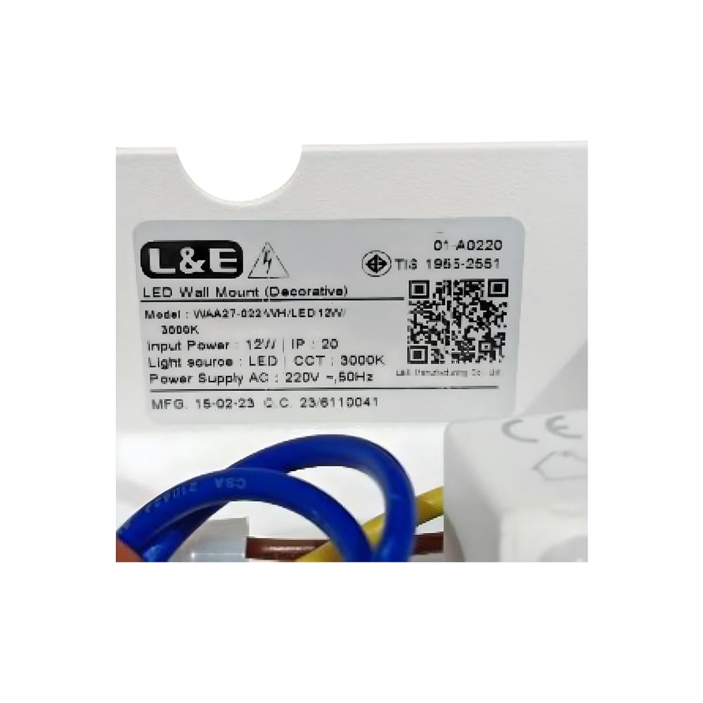 ไฟกิ่งภายใน LED L&E 01-A0220 12 วัตต์ WARM WHITE สีขาว 2 หัว