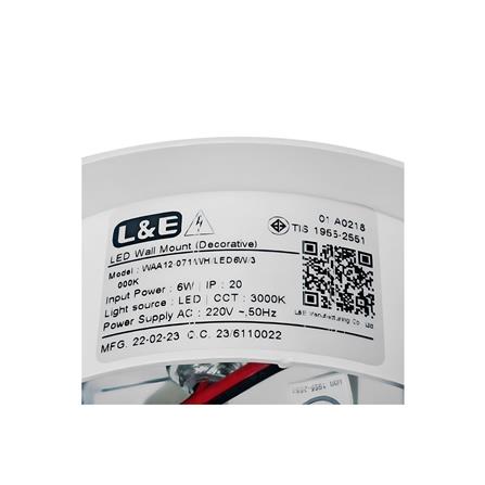 ไฟกิ่งภายใน LED L&E 01-A0218 6 วัตต์ WARM WHITE สีขาว 1 หัว_3