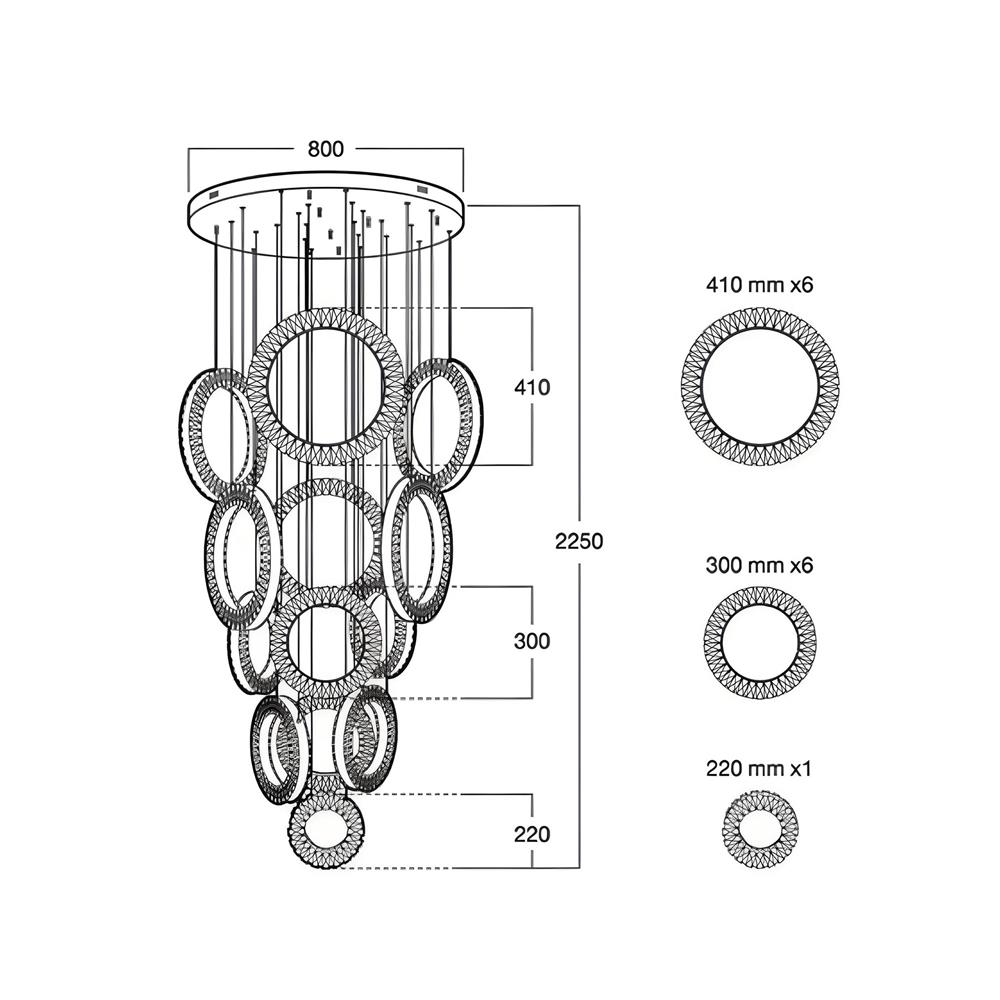 ไฟช่อ LED L&E 01-A0246 150 วัตต์ WARM WHITE สีทอง 13 หัว