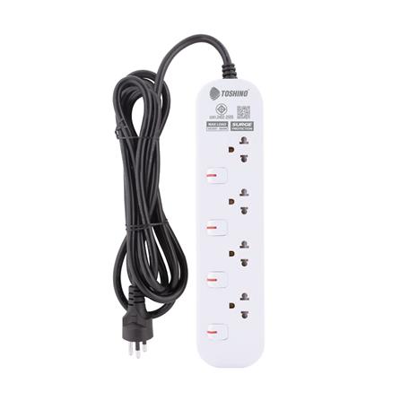 รางปลั๊กไฟ 4 ช่อง 4 สวิตซ์ TOSHINO JT4 16 แอมป์ 5 ม._1