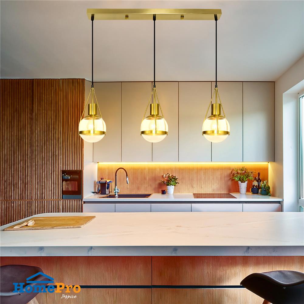 ไฟช่อ CARINI P240115-3 สีดำ/ใส/ทอง 3 หัว