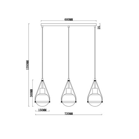 ไฟช่อ CARINI P240115-3 สีดำ/ใส/ทอง 3 หัว_5