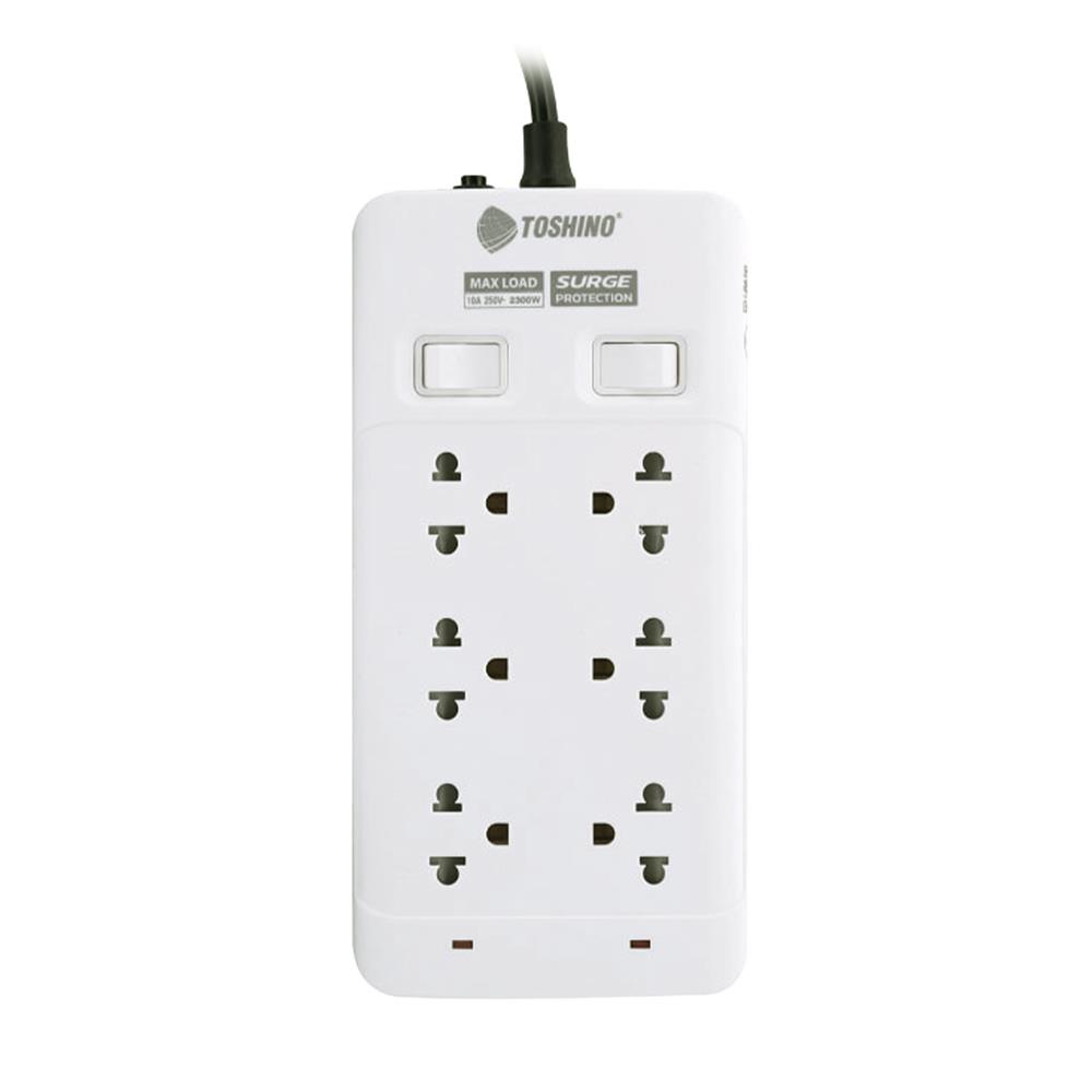 รางปลั๊กไฟ 6 ช่อง 2 สวิตช์ TOSHINO 10A SOD-65 5 ม.