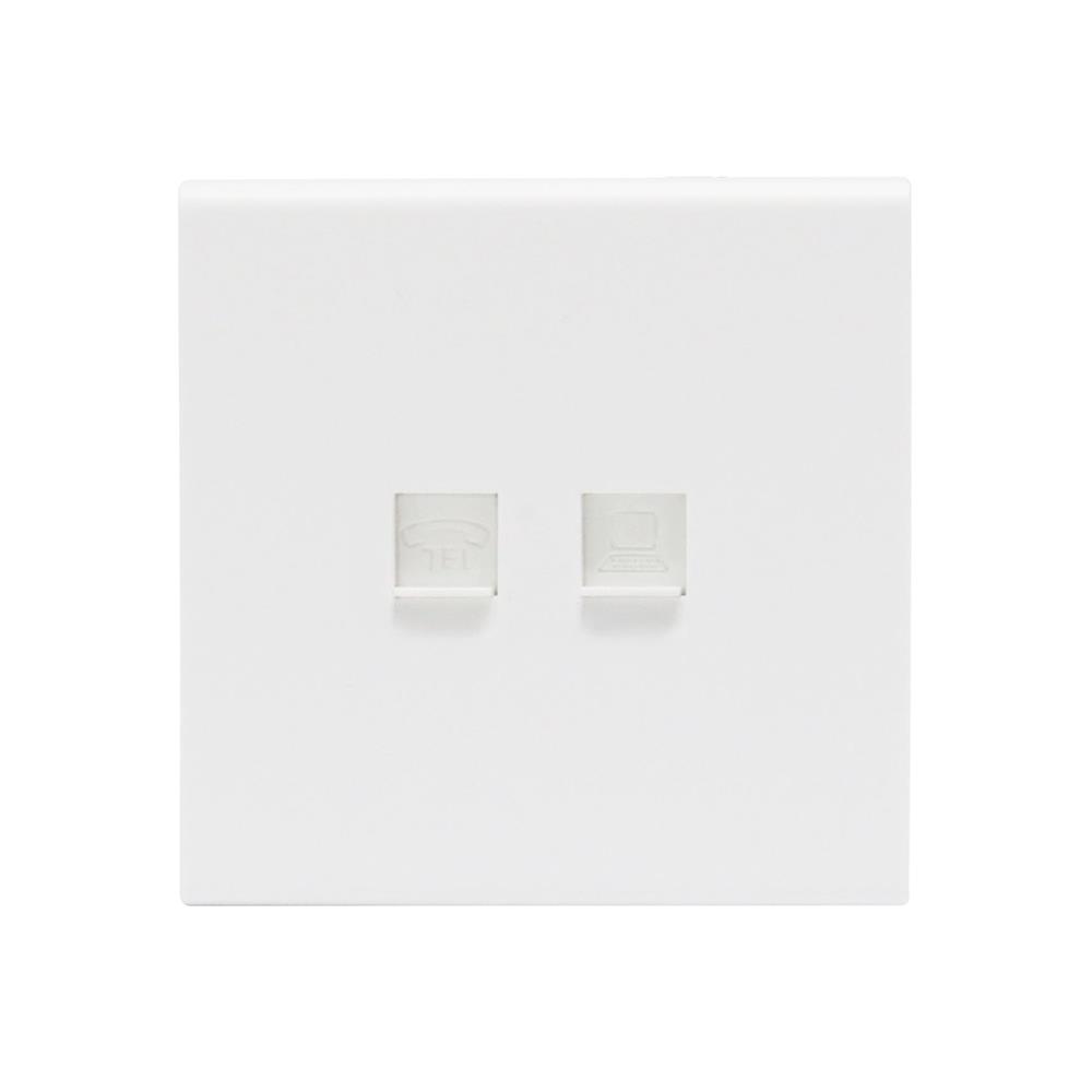 เต้ารับโทรศัพท์และคอมพิวเตอร์ SAHN 6P/6C D19-WHM  สีขาวด้าน_1