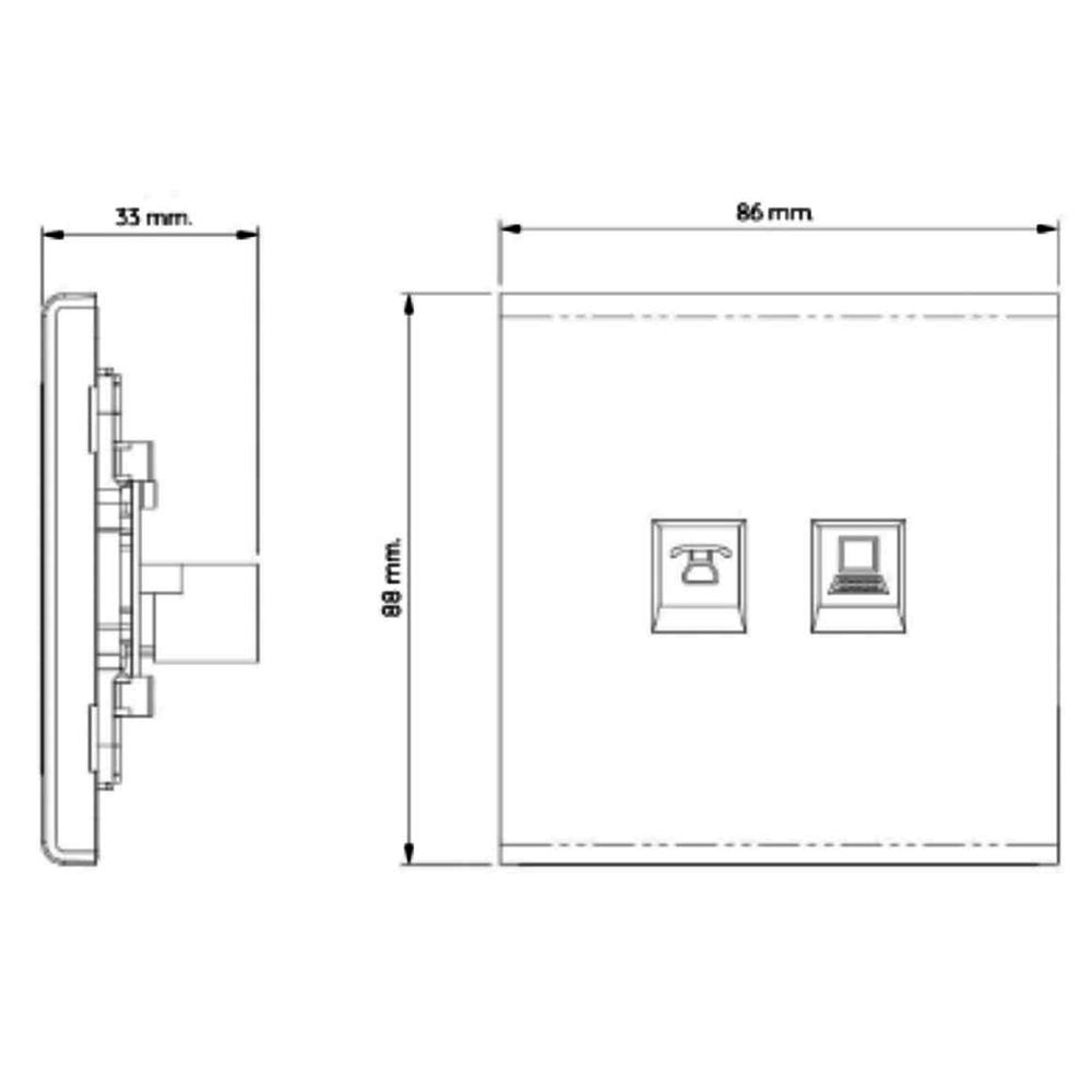 เต้ารับโทรศัพท์และคอมพิวเตอร์ SAHN 6P/6C D19-WHM  สีขาวด้าน
