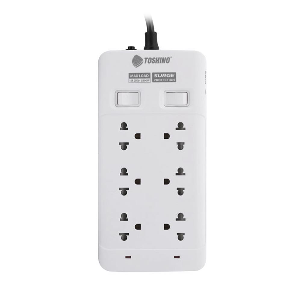 รางปลั๊กไฟ 6 ช่อง 2 สวิตช์ TOSHINO 10A SOD-63 3 ม.