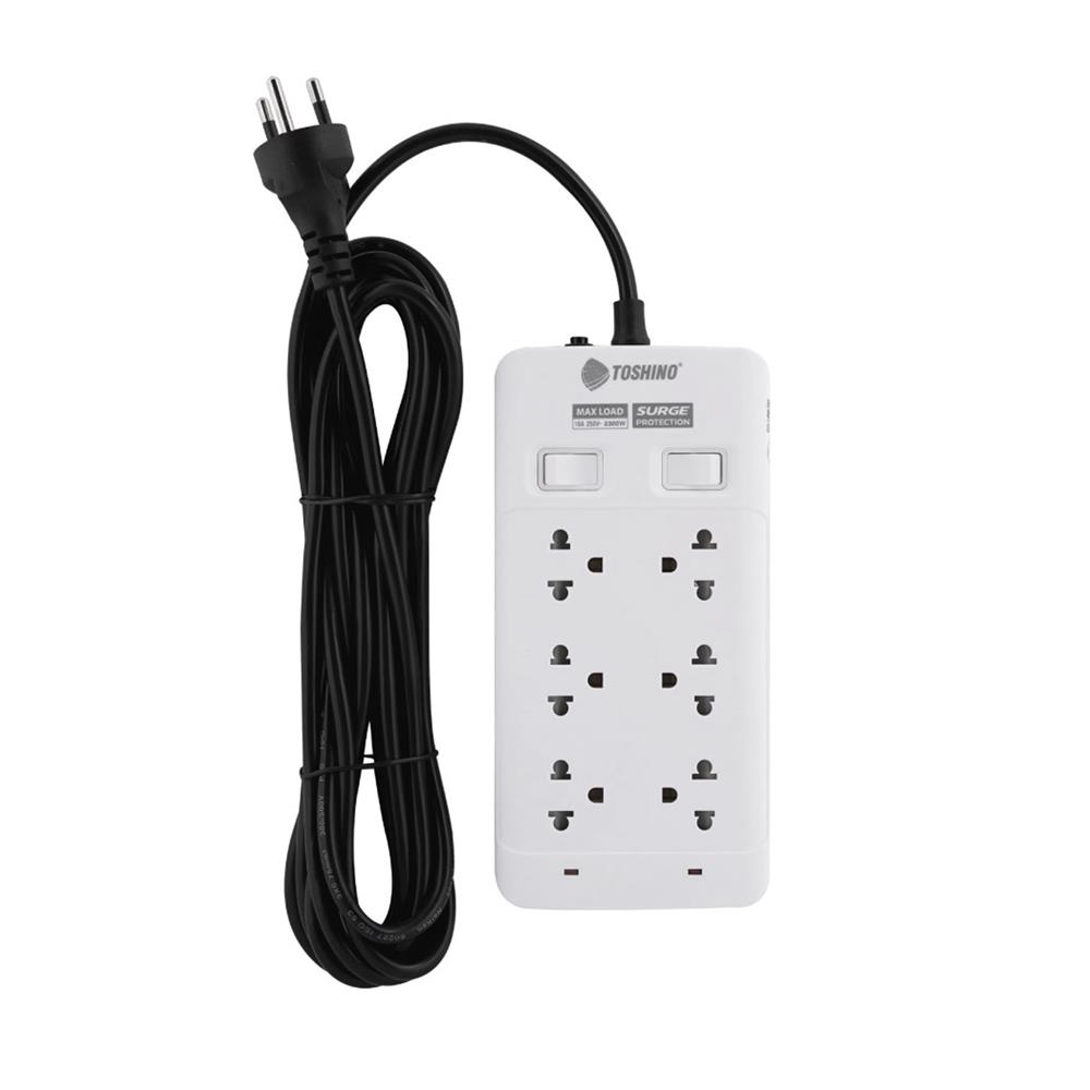 รางปลั๊กไฟ 6 ช่อง 2 สวิตช์ TOSHINO 10A SOD-63 3 ม.